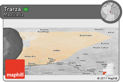 Satellite Panoramic Map of Trarza, desaturated