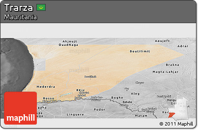 Satellite Panoramic Map of Trarza, desaturated