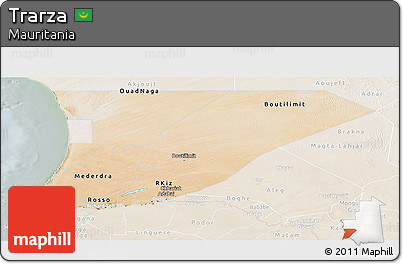 Satellite Panoramic Map of Trarza, lighten