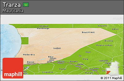 Satellite Panoramic Map of Trarza, physical outside