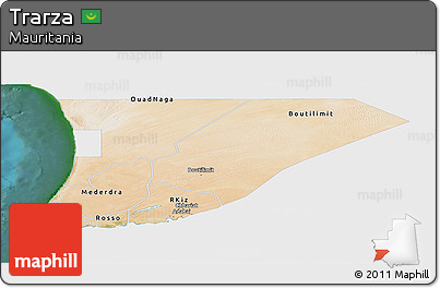 Satellite Panoramic Map of Trarza, single color outside