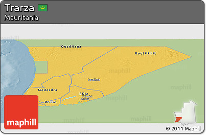 Savanna Style Panoramic Map of Trarza, single color outside