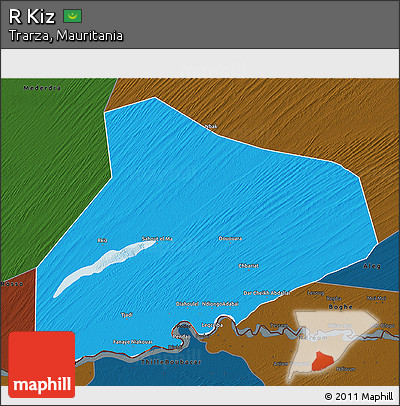 Political 3D Map of R Kiz, darken