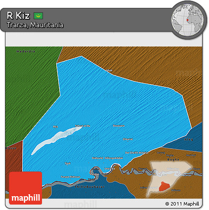 Political 3D Map of R Kiz, darken