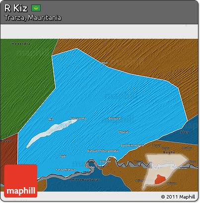 Political 3D Map of R Kiz, darken
