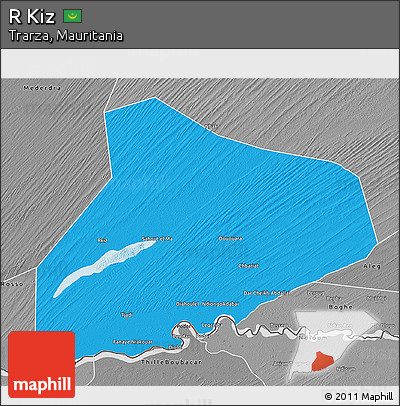 Political 3D Map of R Kiz, desaturated