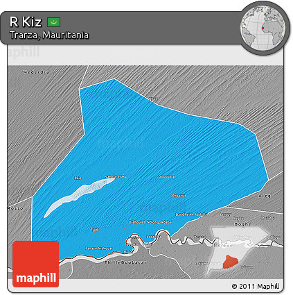 Political 3D Map of R Kiz, desaturated