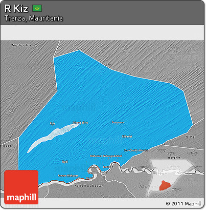 Political 3D Map of R Kiz, desaturated