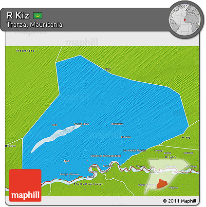 Political 3D Map of R Kiz, physical outside