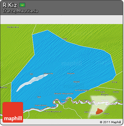 Political 3D Map of R Kiz, physical outside