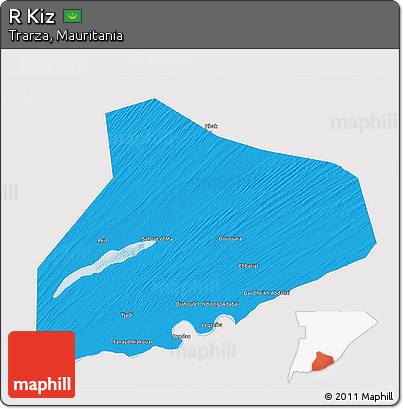 Political 3D Map of R Kiz, single color outside