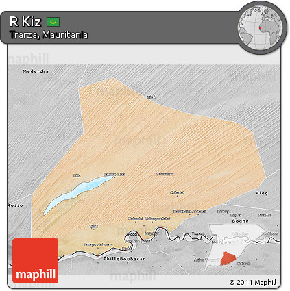 Satellite 3D Map of R Kiz, desaturated