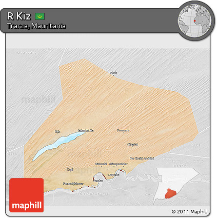 Satellite 3D Map of R Kiz, lighten, desaturated