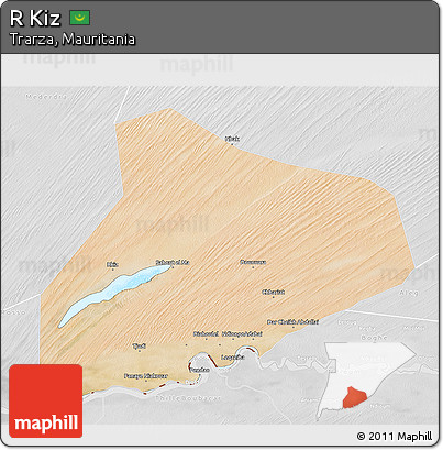 Satellite 3D Map of R Kiz, lighten, desaturated