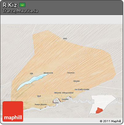 Satellite 3D Map of R Kiz, lighten, semi-desaturated