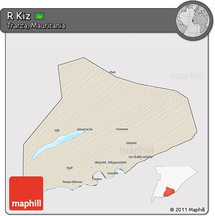 Shaded Relief 3D Map of R Kiz, cropped outside