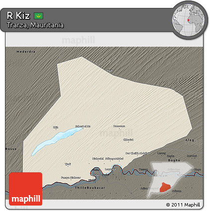 Shaded Relief 3D Map of R Kiz, darken