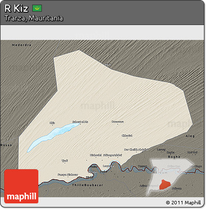 Shaded Relief 3D Map of R Kiz, darken