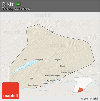 Shaded Relief 3D Map of R Kiz, lighten
