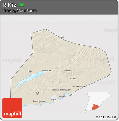 Shaded Relief 3D Map of R Kiz, single color outside