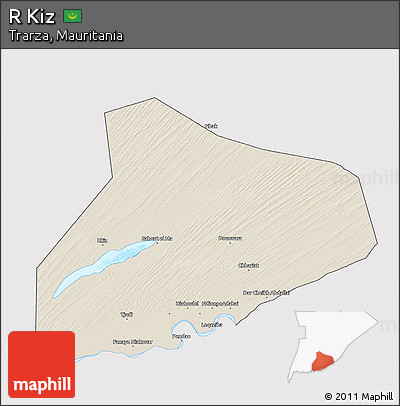 Shaded Relief 3D Map of R Kiz, single color outside