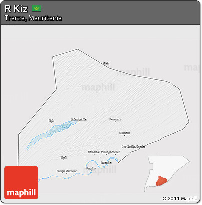 Silver Style 3D Map of R Kiz, single color outside
