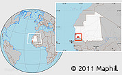 Gray Location Map of R Kiz, highlighted country, within the entire country
