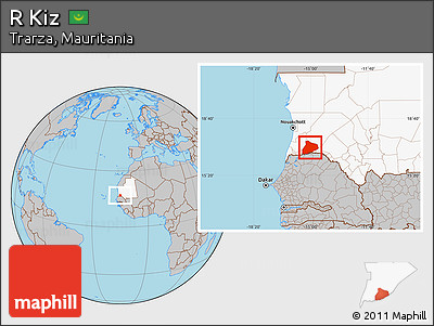 Gray Location Map of R Kiz, highlighted country
