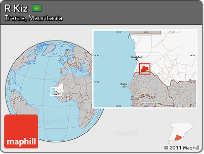Gray Location Map of R Kiz, highlighted country
