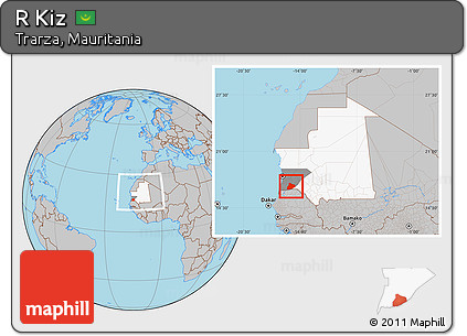 Gray Location Map of R Kiz, highlighted country, highlighted parent region, within the entire country