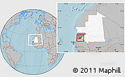 Gray Location Map of R Kiz, highlighted country, highlighted parent region, within the entire country, hill shading