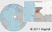 Gray Location Map of R Kiz, highlighted country, highlighted parent region, hill shading
