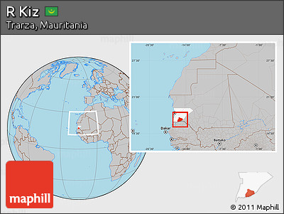 Gray Location Map of R Kiz, highlighted parent region, within the entire country