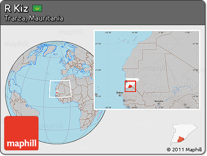 Gray Location Map of R Kiz, highlighted parent region, within the entire country