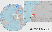 Gray Location Map of R Kiz, highlighted parent region, within the entire country, hill shading