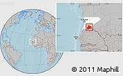 Gray Location Map of R Kiz, highlighted parent region, hill shading