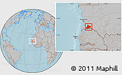 Gray Location Map of R Kiz, hill shading