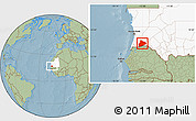 Savanna Style Location Map of R Kiz, highlighted country, hill shading
