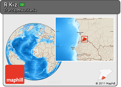 Shaded Relief Location Map of R Kiz