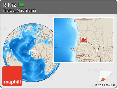 Shaded Relief Location Map of R Kiz