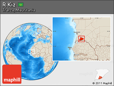 Shaded Relief Location Map of R Kiz