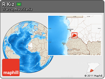 Shaded Relief Location Map of R Kiz, highlighted country