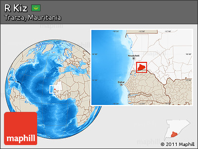 Shaded Relief Location Map of R Kiz, highlighted country