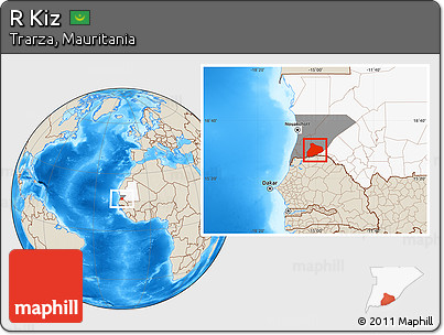 Shaded Relief Location Map of R Kiz, highlighted country, highlighted parent region