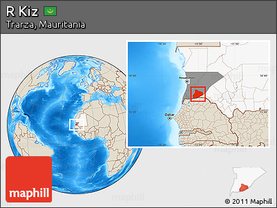 Shaded Relief Location Map of R Kiz, highlighted country, highlighted parent region
