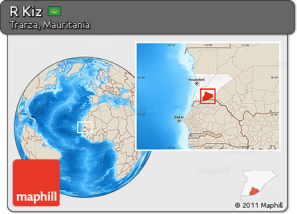 Shaded Relief Location Map of R Kiz, highlighted parent region
