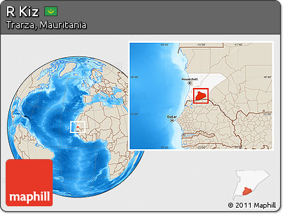 Shaded Relief Location Map of R Kiz, highlighted parent region