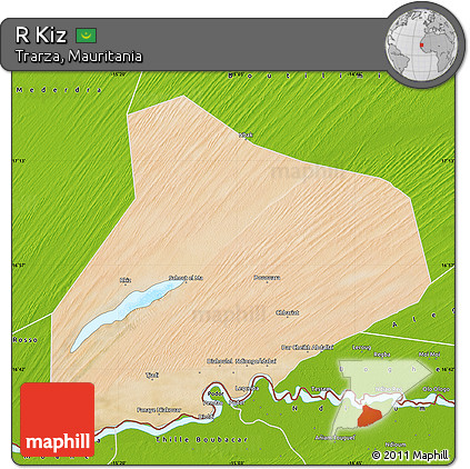 Satellite Map of R Kiz, physical outside