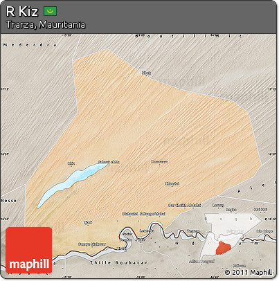 Satellite Map of R Kiz, semi-desaturated