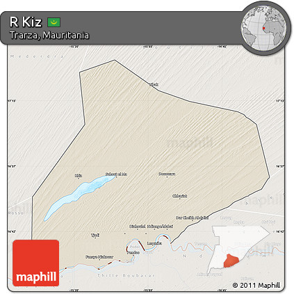 Shaded Relief Map of R Kiz, lighten
